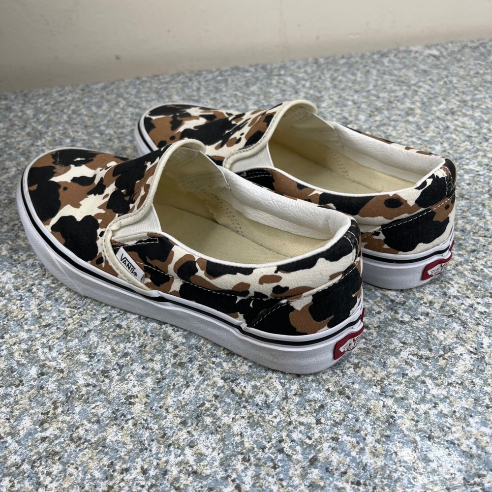 Vans Slip On Shoes Mens 6 Womens 7.5 Brown Cow Print Canvas Animal Sneakers - Picture 13 of 13